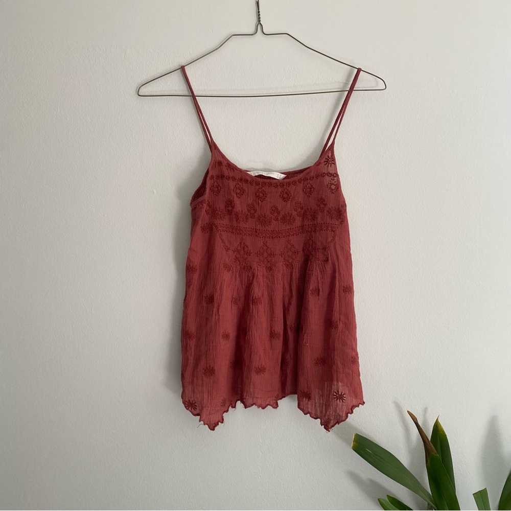 Zara embroidered boho top